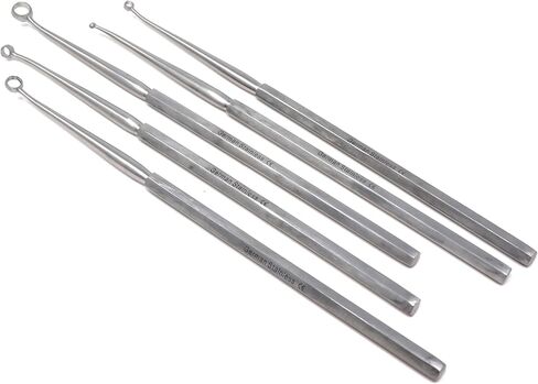 A2Z Scilab ENT لوازم مجارف الأذن | الآلات المنحنية الحادة | مثالية لإزالة تراكم شمع الأذن بشكل آمن | أدوات تنظيف الأذن من الفولاذ المقاوم للصدأ - عبوة من 5 قطع in Kuwait