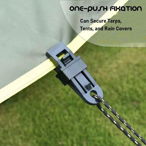 مثبتات مشبك قماش القنب شديدة التحمل - 4 مشابك قفل مع فتحة خط الرجل للمظلة، شبكة الظل، خيمة التخييم أو ذبابة المطر، مقاومة للرياح وقابلة لإعادة الاستخدام - أسود in Kuwait