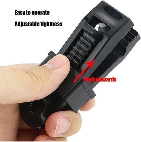 مثبتات مشبك قماش القنب شديدة التحمل - 4 مشابك قفل مع فتحة خط الرجل للمظلة، شبكة الظل، خيمة التخييم أو ذبابة المطر، مقاومة للرياح وقابلة لإعادة الاستخدام - أسود in Kuwait