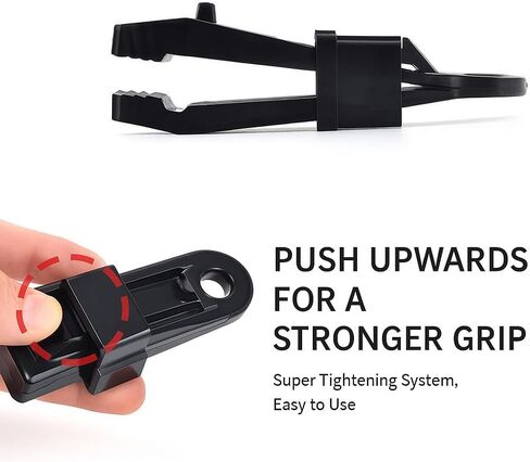 مثبتات مشبك قماش القنب شديدة التحمل - 4 مشابك قفل مع فتحة خط الرجل للمظلة، شبكة الظل، خيمة التخييم أو ذبابة المطر، مقاومة للرياح وقابلة لإعادة الاستخدام - أسود in Kuwait