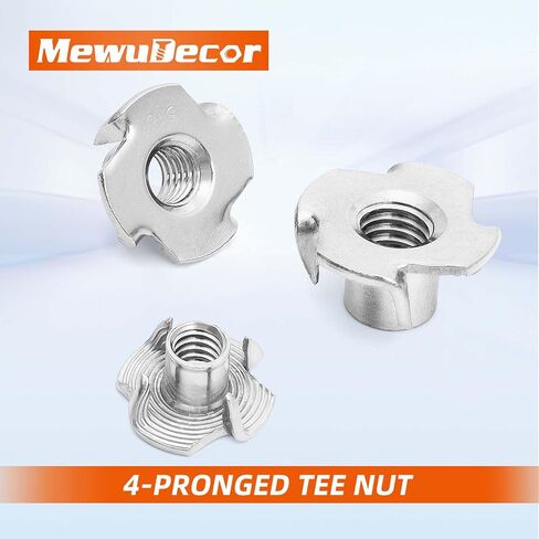 MewuDecor M8 T-Nut, Barrel Length 10mm, 304 Stainless Steel Threaded Insert, 4-Pronged Tee Nut for Wood, Rock Climbing Holds, Cabinetry, Furniture, 25 PCS in Saudi Arabia