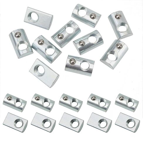 10 Series M6 x 1.0 T-Nut Roll in Spring Ball, 10Pcs Carbon Steel T Track Loaded Elastic Threaded Nut European Standard 8mm Aluminum Extrusion Profile Rail Hardwares Slot for 3D Printer Drop Bolts in Saudi Arabia