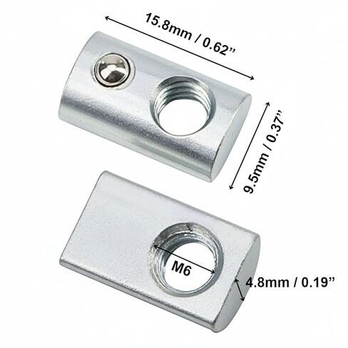 10 Series M6 x 1.0 T-Nut Roll in Spring Ball, 10Pcs Carbon Steel T Track Loaded Elastic Threaded Nut European Standard 8mm Aluminum Extrusion Profile Rail Hardwares Slot for 3D Printer Drop Bolts in Saudi Arabia