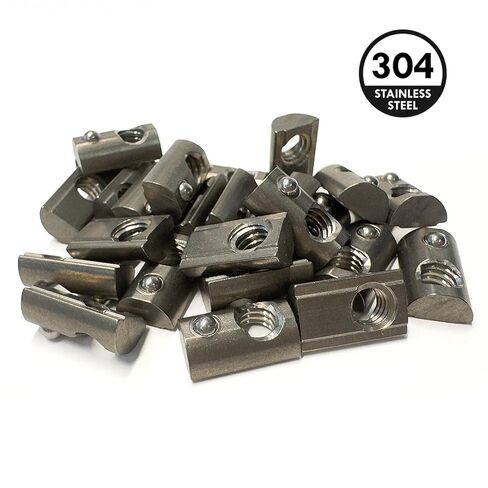10 Series 1/4"-20 Stainless Steel Self Aligning Roll-in T-Nuts with Ball Spring (25-Pack) – 8020-Compatible T Slot Hardware for Aluminum Extrusion in Saudi Arabia