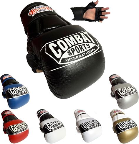 قفازات تدريب Combat Sports Max Strike MMA، قفازات مفتوحة بدون أصابع لفنون القتال المختلطة، Muay Thai، وKickboxing (أسود، كبير) in Saudi Arabia