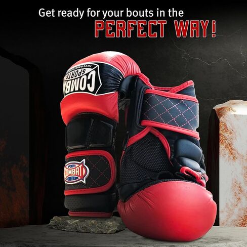 قفازات تدريب Combat Sports Max Strike MMA، قفازات مفتوحة بدون أصابع لفنون القتال المختلطة، Muay Thai، وKickboxing (أسود، كبير) in Saudi Arabia