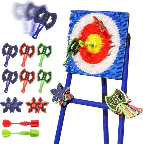 Axe Throwing Game for Backyard with Bristle Target & 12 Throwing Axes Set, Indoor & Outdoor Games for Adults, Kids & Family, Yard Games Toys, Axe Throwing Target,Dart Board,Carnival Games in Kuwait