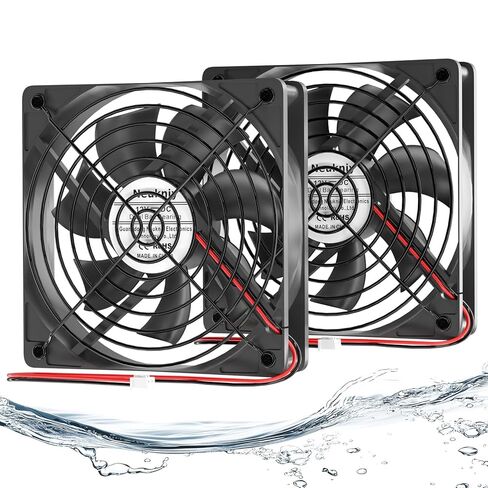 2 حزمة مروحة مقاومة للماء IP67، 120 مم × 25 مم مروحة 12 فولت لثلاجة RV، الدفيئة، الخزانات، الحاضنة وتبريد المشروع بنفسك in Kuwait