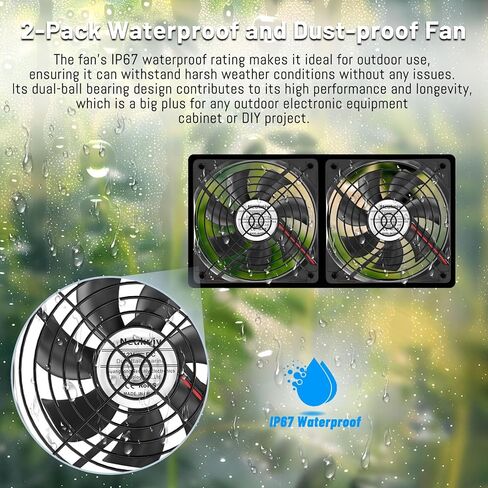 2 حزمة مروحة مقاومة للماء IP67، 120 مم × 25 مم مروحة 12 فولت لثلاجة RV، الدفيئة، الخزانات، الحاضنة وتبريد المشروع بنفسك in Kuwait