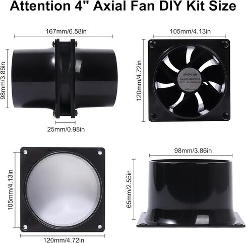 أطقم مراوح قناة العادم 4.72 بوصة 12 فولت مع محولات حواف مجاري مزدوجة 4 بوصة، وحدة تحكم متغيرة السرعة، مروحة صغيرة مضمنة لشفاط الدخان من أجل غلاف الطابعة ثلاثية الأبعاد DIY، حفارة بالليزر، لحام الخيام الصغيرة in Kuwait
