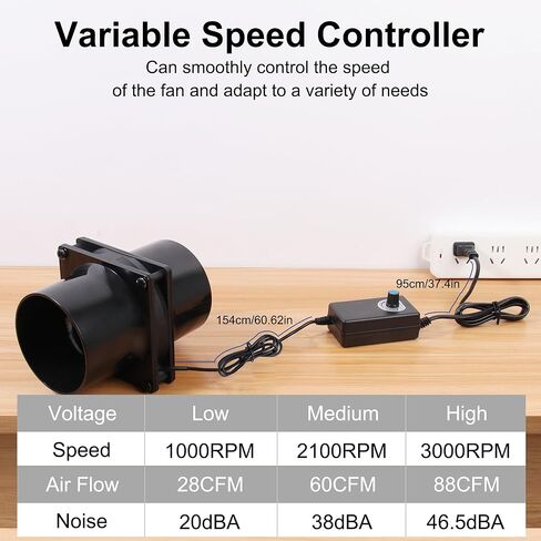 أطقم مراوح قناة العادم 4.72 بوصة 12 فولت مع محولات حواف مجاري مزدوجة 4 بوصة، وحدة تحكم متغيرة السرعة، مروحة صغيرة مضمنة لشفاط الدخان من أجل غلاف الطابعة ثلاثية الأبعاد DIY، حفارة بالليزر، لحام الخيام الصغيرة in Kuwait