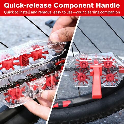 DKE&YMQ Bike Chain Cleaner Kit - Transparent bicycle chain cleaner with large and small brush tool, Deep clean chain machine for mountain and road bikes in Kuwait