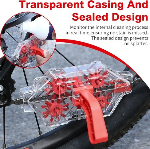DKE&YMQ Bike Chain Cleaner Kit - Transparent bicycle chain cleaner with large and small brush tool, Deep clean chain machine for mountain and road bikes in Kuwait