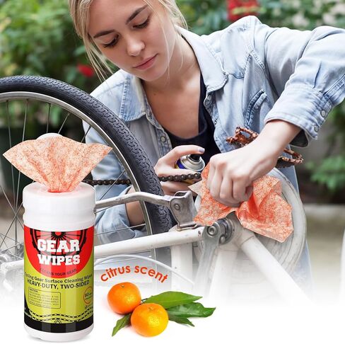 Nuanchu 3 Pack Gear Cleaner Wipe Canisters 240 Count 8 x 12-inch Bike Gear Cleaning Grime Towels Double Sided Wipes Citrus Bike Cleaning Wipes for Your Bikes in Saudi Arabia