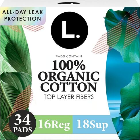L. Tampons, Made with Organic Cotton, Regular/Super Absorbency, Multipack, Made Without Synthetic Pesticides, Rayon or Fragrances, Applicator Made Without BPA, Leak-Stopping Design, 18 Count in Saudi Arabia