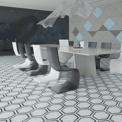 Art3d 60 حزمة مسدس تقشير وعصا بلاط الأرضيات مظهر رخامي، بلاط أرضيات من الفينيل مقاوم للماء ذاتي اللصق للمطبخ والحمام وغرفة المعيشة وغرفة النوم، 11.8 بوصة × 10.2 بوصة رخام أبيض in Kuwait