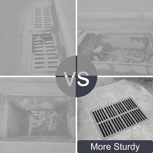 Cast Iron Drain Grate and Frame 10x10 in, B-Class 28100 lbs Heavy-Duty Driveway Channel Cover, Outdoor Trench Drainage Grate with Base, Square Metal Sewer Cover for Garage (True 9.8" ISL) in Saudi Arabia