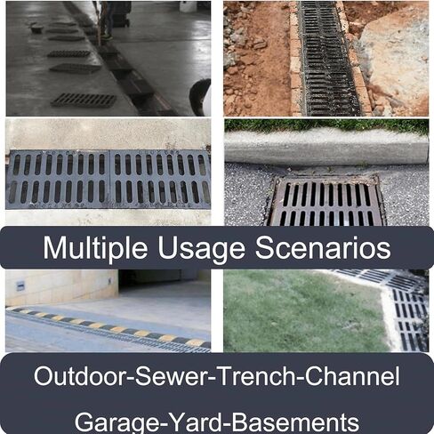 Cast Iron Drain Grate and Frame 10x10 in, B-Class 28100 lbs Heavy-Duty Driveway Channel Cover, Outdoor Trench Drainage Grate with Base, Square Metal Sewer Cover for Garage (True 9.8" ISL) in Saudi Arabia