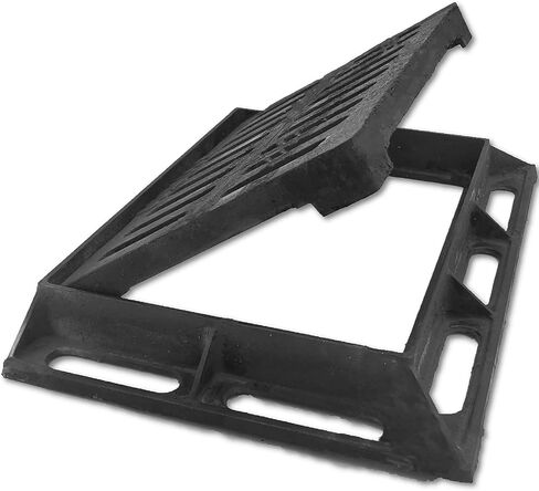 Cast Iron Drain Grate and Frame 10x10 in, B-Class 28100 lbs Heavy-Duty Driveway Channel Cover, Outdoor Trench Drainage Grate with Base, Square Metal Sewer Cover for Garage (True 9.8" ISL) in Saudi Arabia