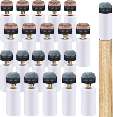 20 Sets Billiard Cues Tips Replacement with White Pool Cue Stick Ferrules 12mm/13mm White and Blue Slip on Pool Cue Tips Billiard Table Accessories Sticks Tip Cues Repair Kit in Kuwait