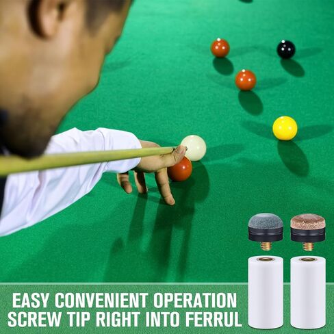 20 Sets Billiard Cues Tips Replacement with White Pool Cue Stick Ferrules 12mm/13mm White and Blue Slip on Pool Cue Tips Billiard Table Accessories Sticks Tip Cues Repair Kit in Kuwait