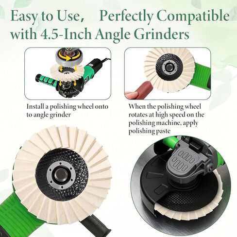 12 Pcs Wool Polishing Wheel Disc and Polishing Compounds Kit, Thicken Arbor Buffing Wheel 3 Buffing Compound 4-1/2" x 7/8" Felt Flap Disc for Angle Grinder Multi Surface Metal Wood Automotive in Saudi Arabia