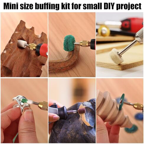 140 PCS Polishing Kit Compatible with Dremel Tools, Buffing Wheels Polishing Bits for Rotary Tool Accessories, 1/8 in Shank, 3Pcs Polishing Compound, Small Sanding Kit for Metal, Resin, Wood, Jewelry in Kuwait