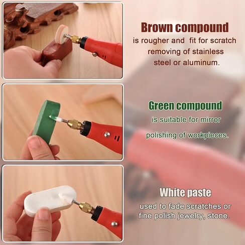 140 PCS Polishing Kit Compatible with Dremel Tools, Buffing Wheels Polishing Bits for Rotary Tool Accessories, 1/8 in Shank, 3Pcs Polishing Compound, Small Sanding Kit for Metal, Resin, Wood, Jewelry in Kuwait