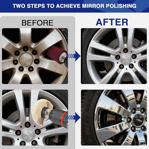 8PCS Buffing Wheels for Drill, Non-Woven & Cotton Polishing Wheels for Drill 1/4" Secure Hex Shank, Rust Removal and Mirror Finish for Car Motorcycle Wheel Rim Headlight Metal Aluminum Brass in Kuwait