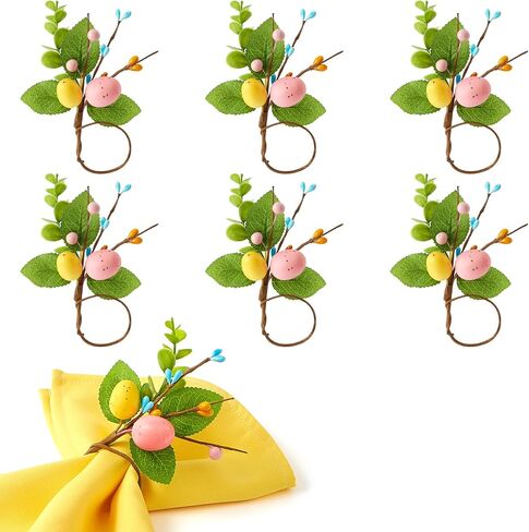 مجموعة حلقات مناديل عيد الفصح من APTWOW مكونة من 12 - حامل مناديل بيض عيد الفصح في المزرعة، حلقات منديل أوراق الأوكالبتوس الربيعية لتزيين طاولات العطلات وأعياد الميلاد وحفلات الزفاف in Kuwait