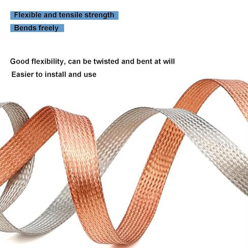 Flat Copper Braided Ground Strap Expandable Metal Sheath Shielding Sleeve Signal Wire Cable Shielded Flexible Mesh Protection-12mm 1meter in Saudi Arabia