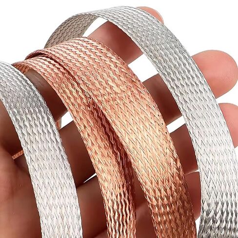Flat Copper Braided Ground Strap Expandable Metal Sheath Shielding Sleeve Signal Wire Cable Shielded Flexible Mesh Protection-12mm 1meter in Saudi Arabia