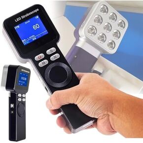 1-999999 RPM Handheld Stroboscope,Non Contact Motor Engine Speed Analyzer, Illuminance 1500 Lux,LED Digital Strobe Light Tachometer, Rechargeable in Kuwait