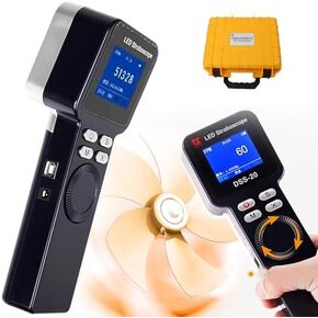 مقياس سرعة الدوران الرقمي LED ستروبوسكوب، ستروبوسكوب مع شاشة LCD، تردد ستروب قابل للتعديل، 9 لمبات، نطاق 1-999999 دورة في الدقيقة، لقياس التروس والإطارات in Kuwait