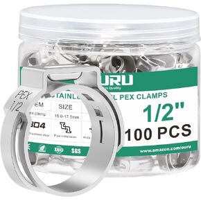 120PCS Pex Crimp Rings Assortment,304 Stainless Steel Pex Clamps 3/8",1/2",3/4",5/8",1" Single Ear Hose Clamps,Pex Cinch Clamps for Pex Fittings Pipe Tubing in Kuwait