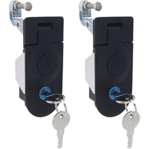 2pcs Compression Latches with Push Button Black Powder Coated Carbon Steel RV Door Locks with Keys Heavy Duty Sealed Large Lever Latches Flush Mount Cabinet Locks Trailers (Black) in Kuwait