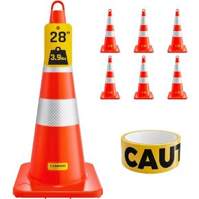 6 عبوات من مخاريط المرور مقاس 28 بوصة، من -22 درجة فهرنهايت إلى 131 درجة فهرنهايت، مخروط أمان برتقالي متوافق مع MUTCD مع طوق عاكس وشريط تحذير إضافي لموقف السيارات وأعمال البناء والسلامة على الطرق in Kuwait