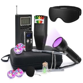 مجموعة أدوات صيد الأشباح 14 في 1 للمحققين الخوارق، تتضمن EMF، ومسجل EVP، ومصباح يدوي بالأشعة فوق البنفسجية، وقضبان التغطيس، وراديو محمول باليد، وكرات القطط - مجموعة كاملة من معدات صيد الأشباح in Kuwait