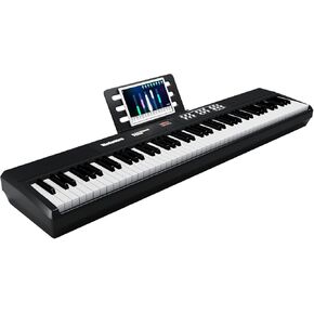 بيانو رقمي ذو 88 مفتاحًا، لوحة مفاتيح بيانو كهربائية كاملة الحجم مع حركة مطرقة، دواسة مستدامة، مكبر صوت مزدوج بوظيفة MP3 بقدرة 15 وات، يدعم USB-MIDI/اتصال لاسلكي (أسود، كامل) in Kuwait