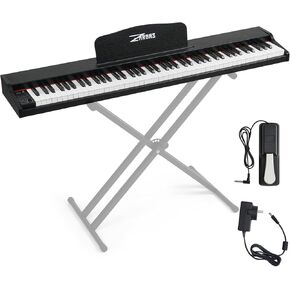 ZHRUNS Digital Piano 88 Key Weighted, Full Size Electric Keyboard Piano for Beginners, Portable Piano Keyboard with Sheet Music Stand, Sustain Pedal, Power Adapter, Black (Keyboard Only) in Kuwait