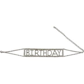 Rhinestones Choker Necklace BIRTHDAY Letter Choker Sparkly Crystal Necklace Chain Collar Chokers for Women Daily Wear Party Prom Accessories in Kuwait