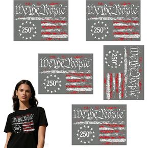 Patriotic Iron on Transfers 4th of July Iron on Decals Patches Appliques Heat Transfers Vinyl Cute Memorial Day Decals for Clothes Bag Pillow Covers DIY(American Flag Style) 5 Pcs in Kuwait