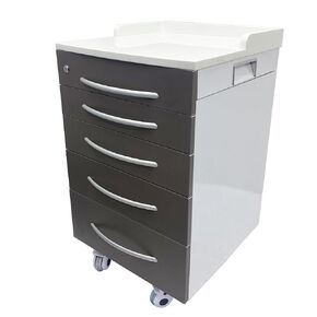 5 Drawer Medical Dental Assistant's Mobile Cabinet - Stainless Steel Rolling Storage Cart, 4 Silent Casters, Marble Countertop, One Lock Control, for Clinic Hospital in Kuwait