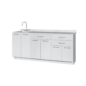 Exam Room Medical Grey Base Cabinet with Left Sink - 72-inch Width in Kuwait