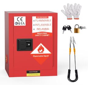 خزانة مقاومة للحريق سعة 40 جالونًا، خزانة كيميائية صفراء مقاس 23 × 18 × 65 بوصة مزودة بقفل ومنافذ تهوية واحتواء التسرب والوصول الأرضي in Kuwait