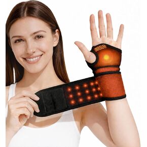 Red Light Therapy for Wrist, Carpal Tunnel Support Device with Heat Vibration, Wrist Massager with 36 LED 660nm/850nm, Cordless Heating Pad Wrap, 3000mAh Rechargeable for Hand Comfort Daily Relaxation in Kuwait