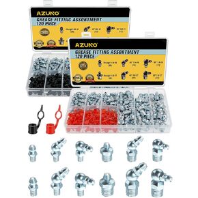 مجموعة تركيبات الشحوم AZUNO، 240 قطعة SAE وحلمات الشحوم المترية NPT 1/4 بوصة 1/8 بوصة M6 M10، تركيبات زيرك الشحوم المستقيمة 45 90 درجة مع أغطية لمسدس الشحوم in Kuwait
