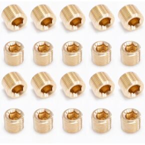 20Pcs Brass 1/4" NPT Male Pipe Plug Socket Head Cap Fitting, Gold-Tone Hex Internal Thread for Plumbing & HVAC in Kuwait