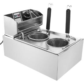 Commercial 2 Hole Pasta Cooker 1.5kw with Removable Basket & Noodle Filter, Adjustable Temperature Electric Noodle Cooking Machine for Restaurants in Kuwait