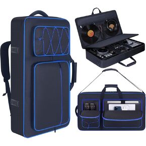 حقيبة حقيبة وحدة تحكم DJ متوافقة مع DDJ-FLX10/ 1000/ 1000SRT/ DDJ-GRV6/ REV5/ REV7، حقيبة حمل مبطنة مع حزام كتف قابل للتعديل، حقيبة ظهر DJ مع جيوب متعددة للعتاد (أزرق، بدون عجلات) in Kuwait